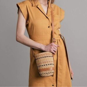 Rag & Bone Leather-Trimmed Straw Bucket bag
